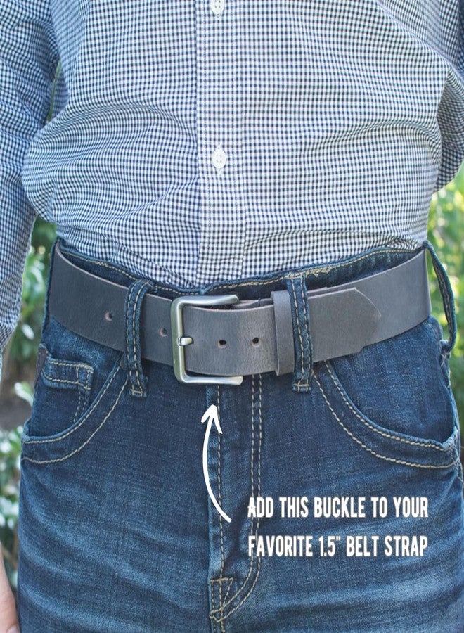 Nickel Smart Gunmetal Gray Casual Buckle - 1½ Inch Nickel Free Zinc Belt Buckle with Brushed Gray Finish - Image 4